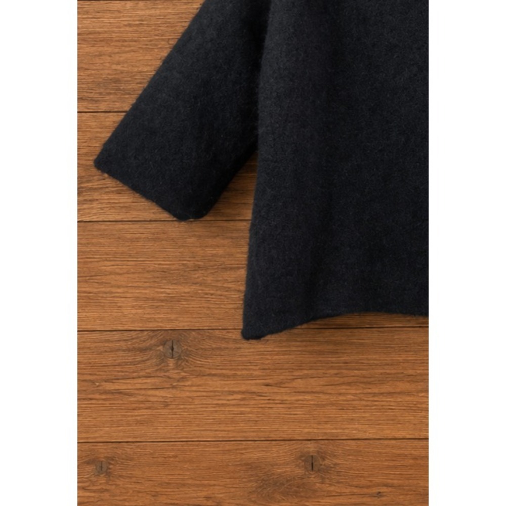 90s Y2K Black Wool Cropped Moda International Boxy Turtleneck Top - Picture 4 of 7